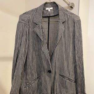 Linen plaid oversized blazer